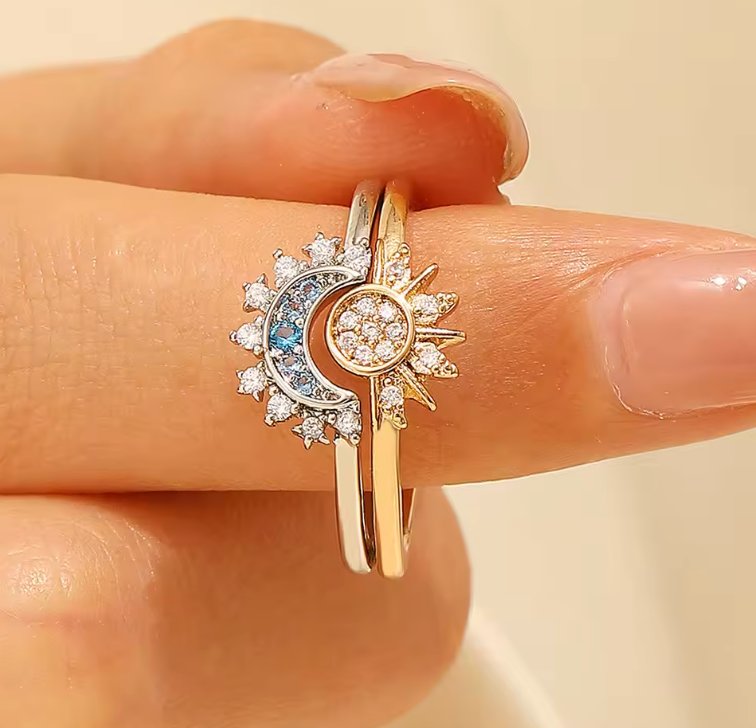 Yurasi |Bague de couple Soleil et Lune 2 pcs