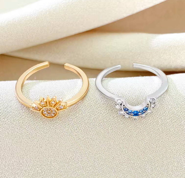 Yurasi |Bague de couple Soleil et Lune 2 pcs